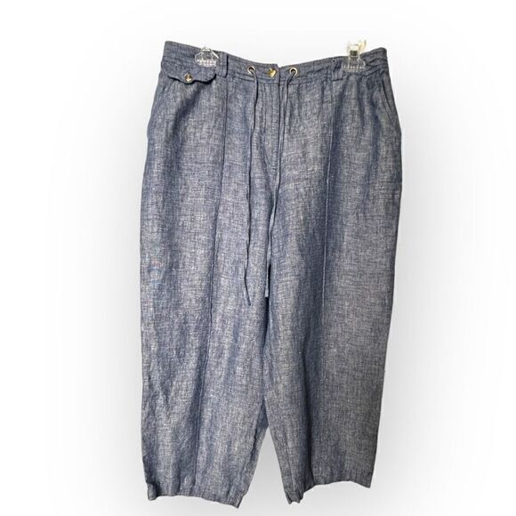 JM Collection  Blue linen Pants womens Size 12 - Picture 1 of 8